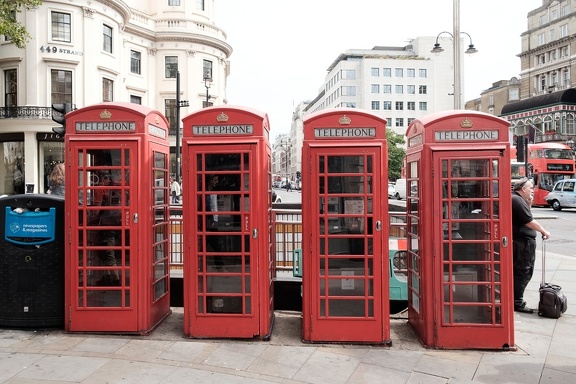 Four Red Phone Booths