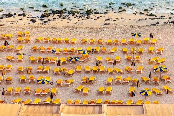 Yellow sunbeds
