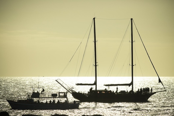 At sea