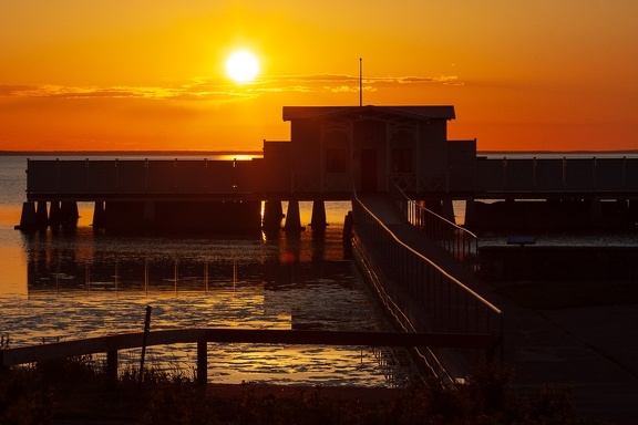 Public bath in sunset