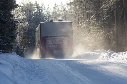 Bus on winter road